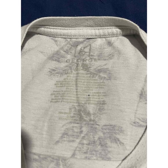 George Shirt Mens XL White Black Palm Tree Print Casual Summer Tee Short Sleeve - Picture 3 of 5